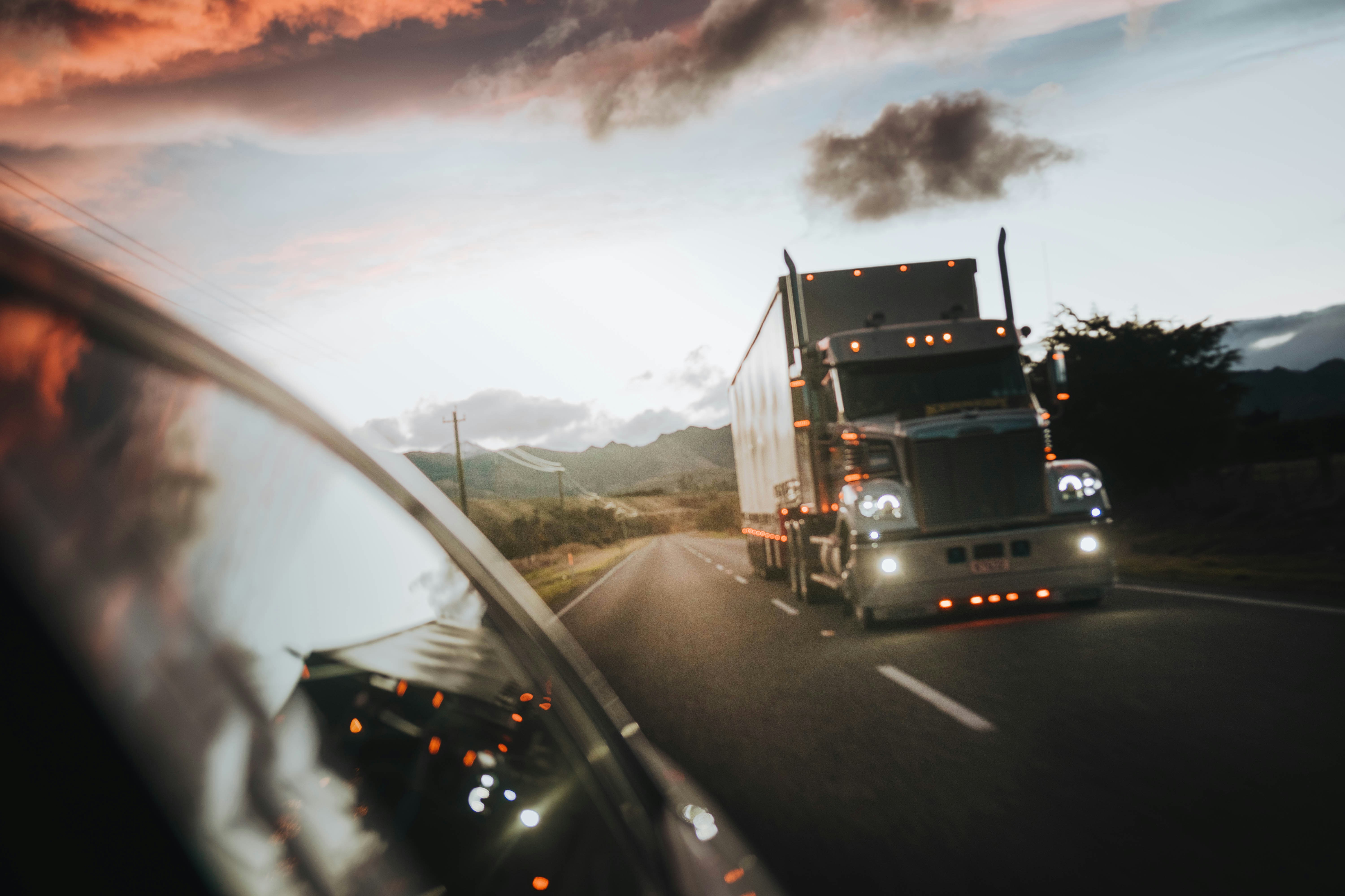 Truck on open road